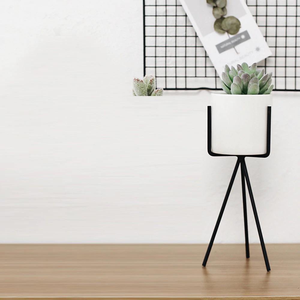 Oasis Ceramic Planter with Geometric Metal Stand